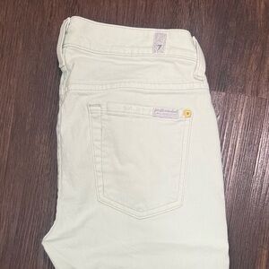7 For All Mankind Cream Straight Leg Jeans